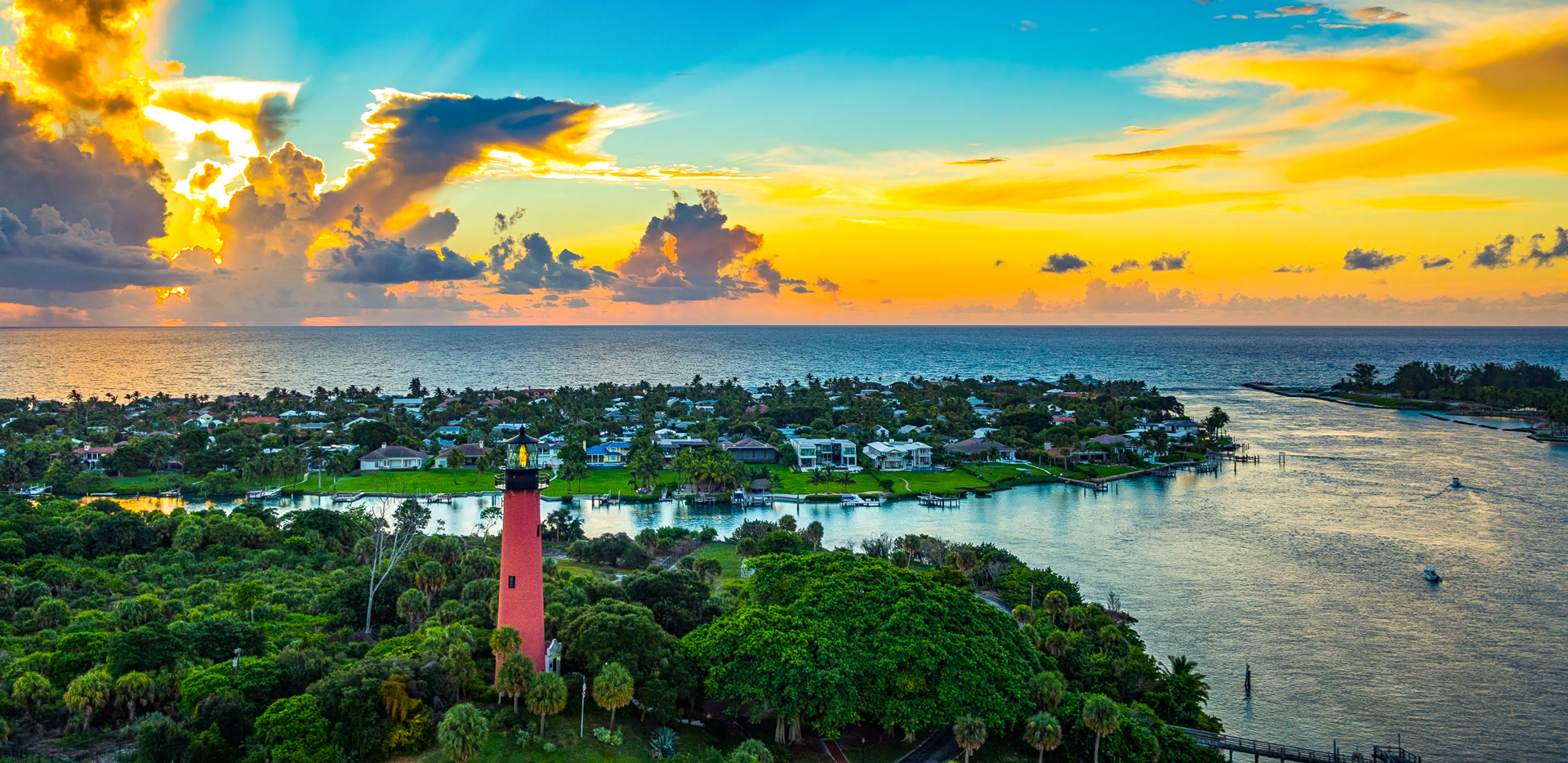 Award-winning sunset photograph of the Jupiter Lighthouse